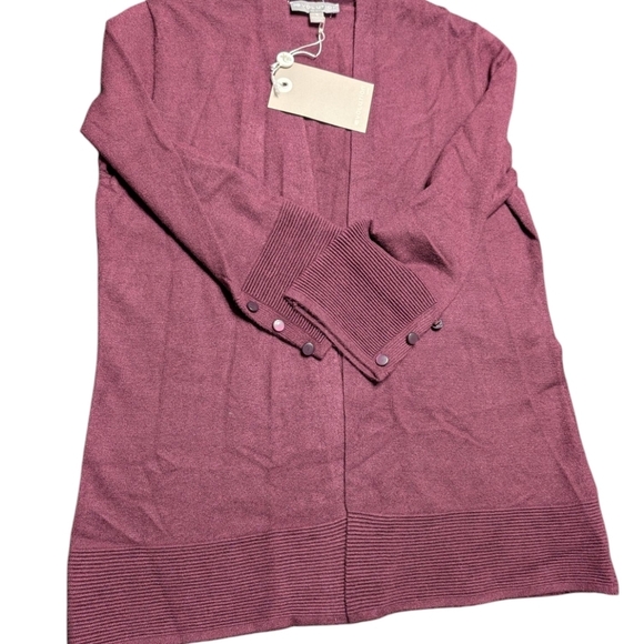 Evolution By Cyrus Raisin Purple Textured Knit Open-Front Cardigan Size Small - Picture 3 of 8